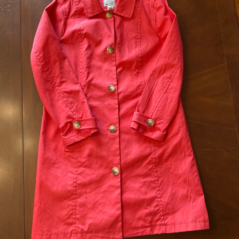 Old Navy Red Cotton Trench Coat 100% Cotton Size XL - Picture 3 of 5